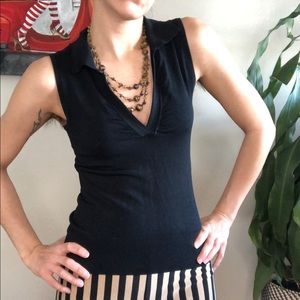 ZARA Black Stretch Collar Tank